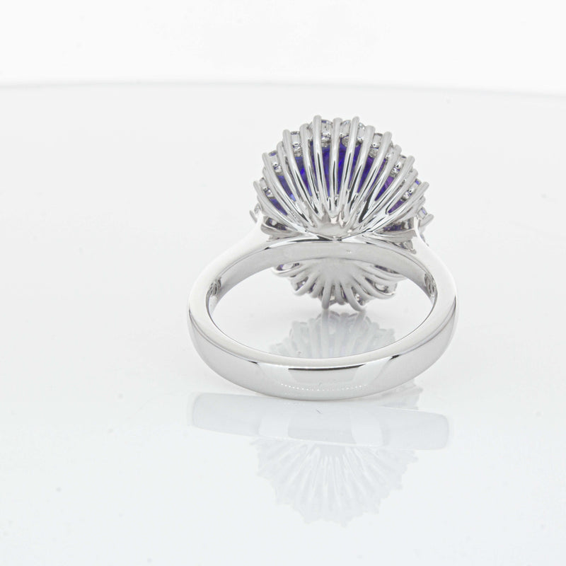 18ct White Gold 7.15ct Tanzanite & Diamond Belle Ring-Ring-Walker & Hall