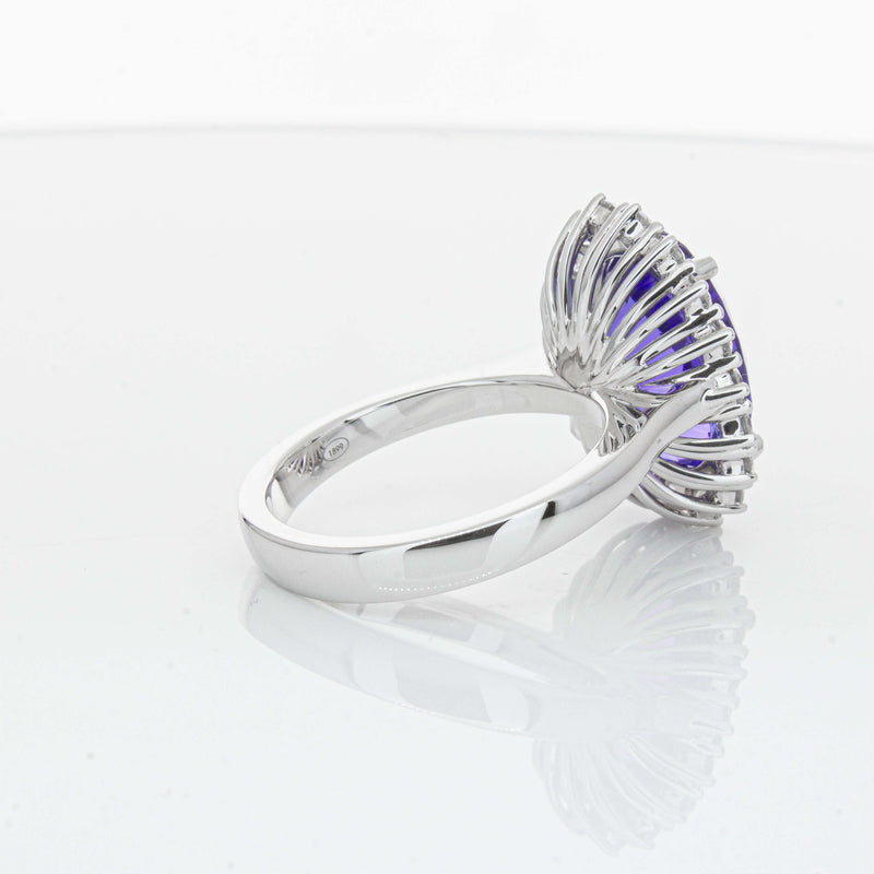 18ct White Gold 7.15ct Tanzanite & Diamond Belle Ring-Ring-Walker & Hall