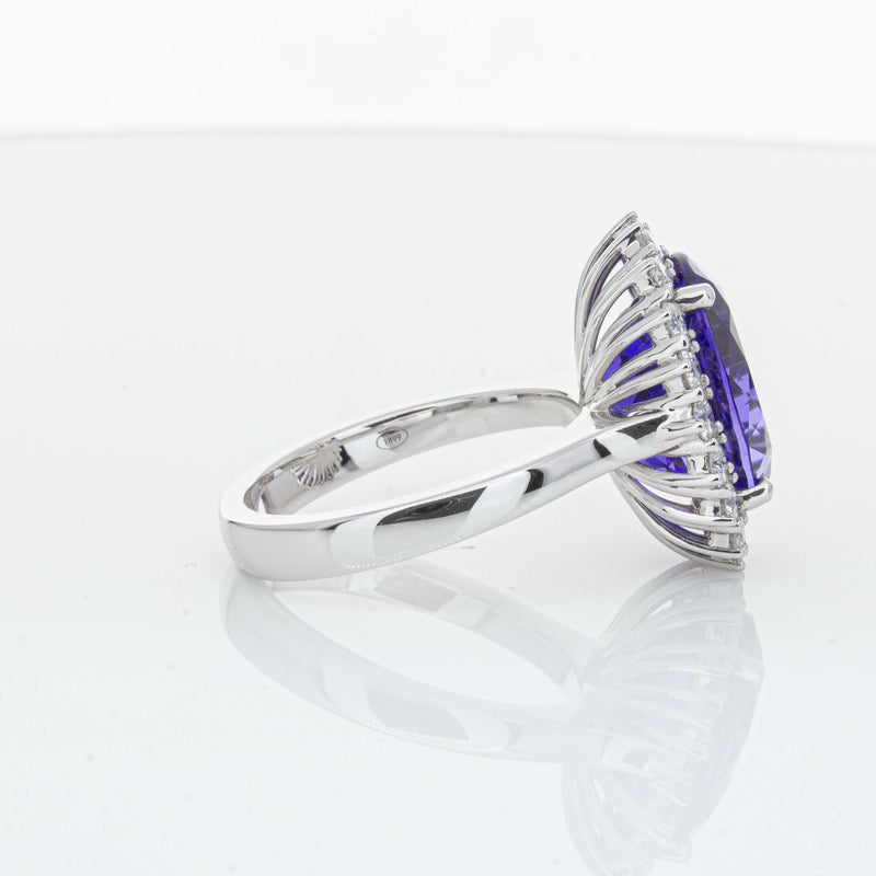 18ct White Gold 7.15ct Tanzanite & Diamond Belle Ring-Ring-Walker & Hall