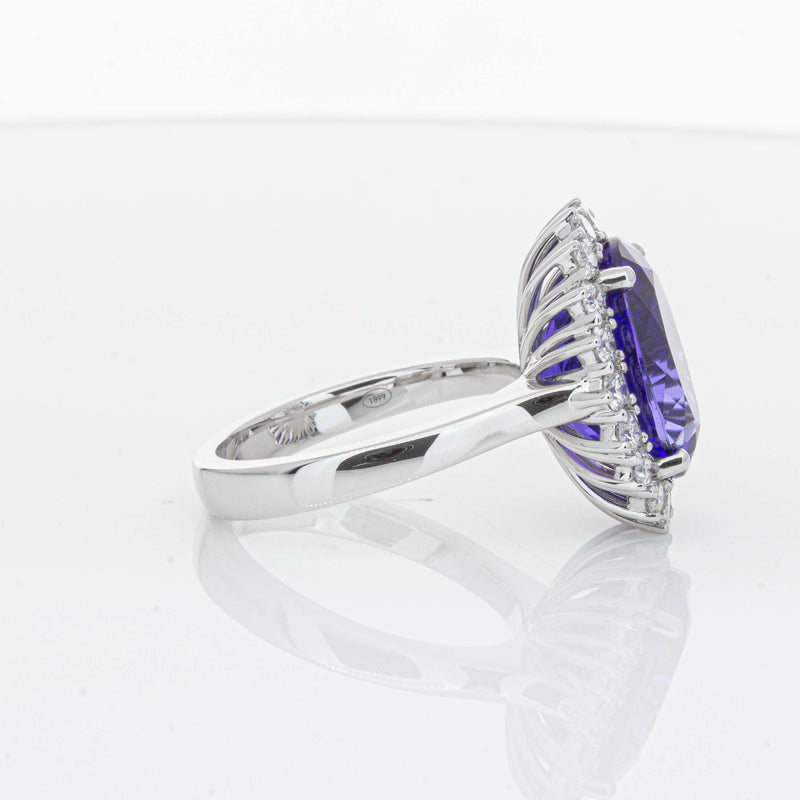 18ct White Gold 7.15ct Tanzanite & Diamond Belle Ring-Ring-Walker & Hall