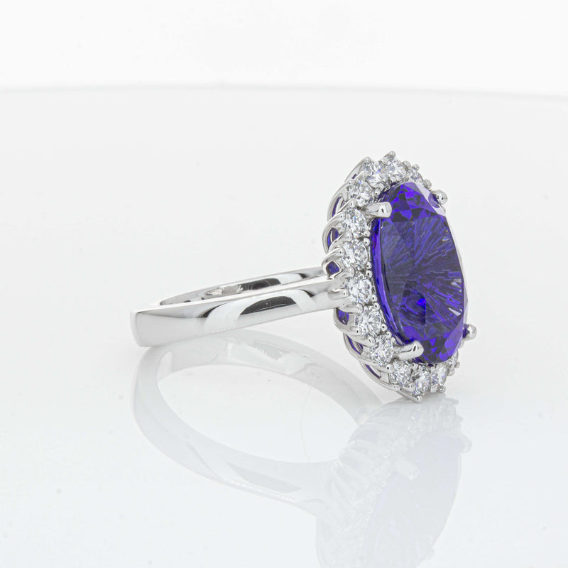 18ct White Gold 7.15ct Tanzanite & Diamond Belle Ring-Ring-Walker & Hall