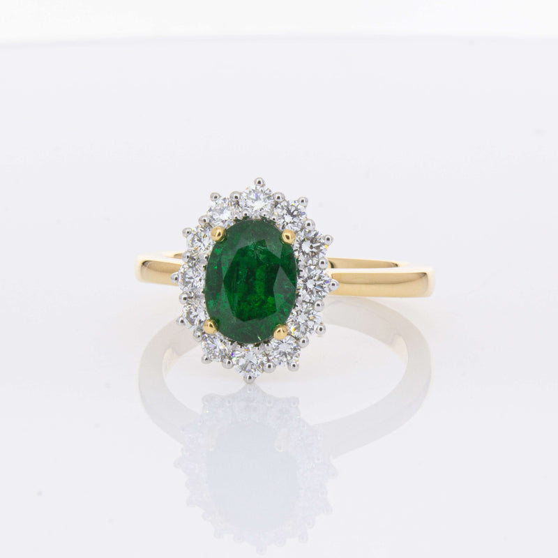 18ct Yellow Gold 1.40ct Emerald & Diamond Belle Ring-Ring-Walker & Hall