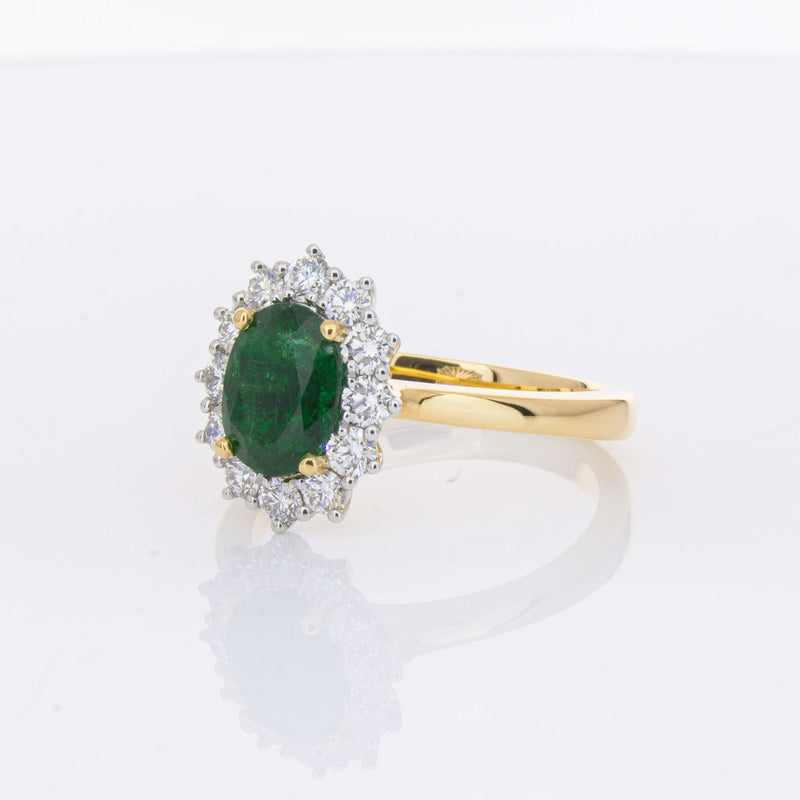 18ct Yellow Gold 1.40ct Emerald & Diamond Belle Ring-Ring-Walker & Hall