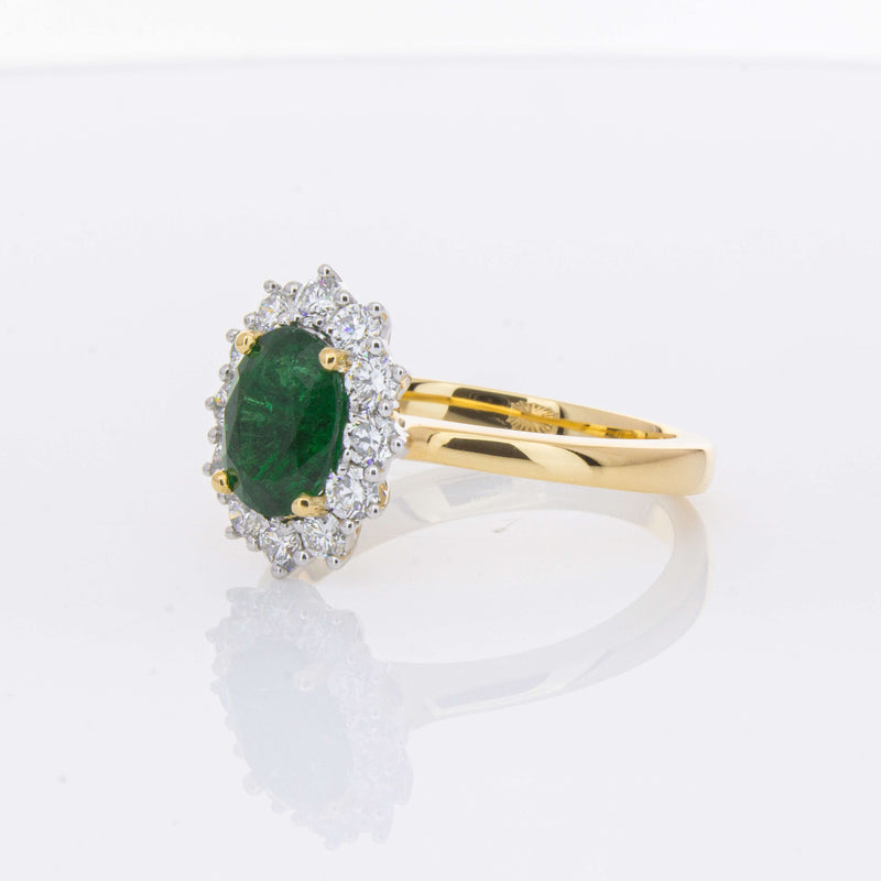 18ct Yellow Gold 1.40ct Emerald & Diamond Belle Ring-Ring-Walker & Hall