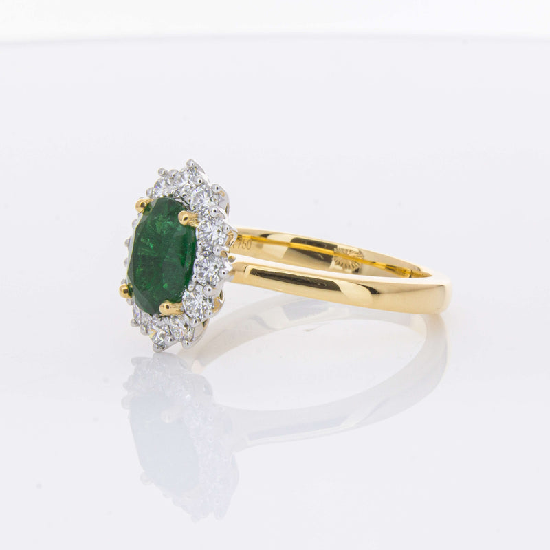 18ct Yellow Gold 1.40ct Emerald & Diamond Belle Ring-Ring-Walker & Hall