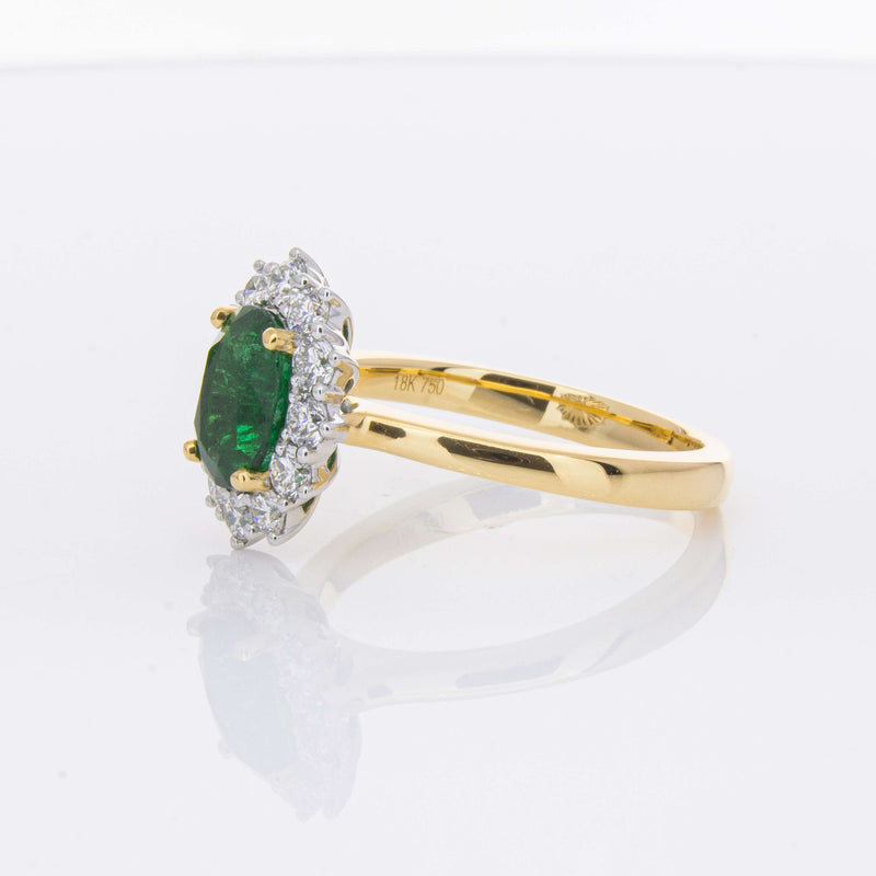 18ct Yellow Gold 1.40ct Emerald & Diamond Belle Ring-Ring-Walker & Hall