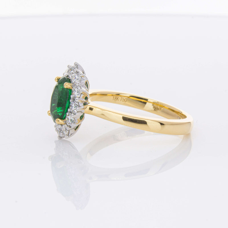 18ct Yellow Gold 1.40ct Emerald & Diamond Belle Ring-Ring-Walker & Hall