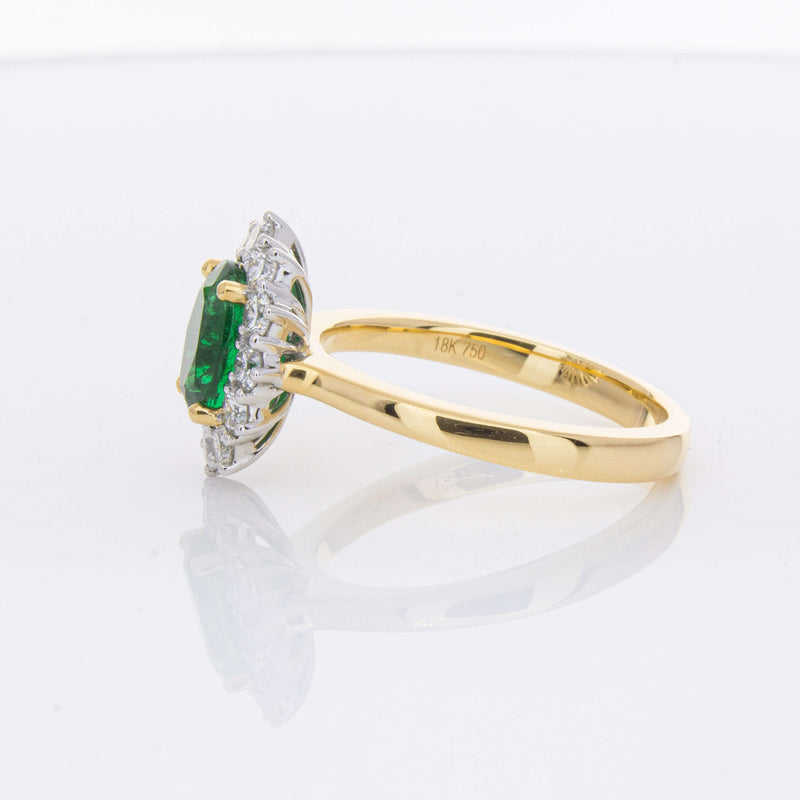 18ct Yellow Gold 1.40ct Emerald & Diamond Belle Ring-Ring-Walker & Hall