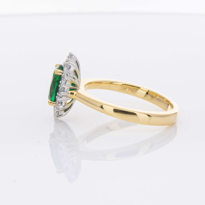 18ct Yellow Gold 1.40ct Emerald & Diamond Belle Ring-Ring-Walker & Hall