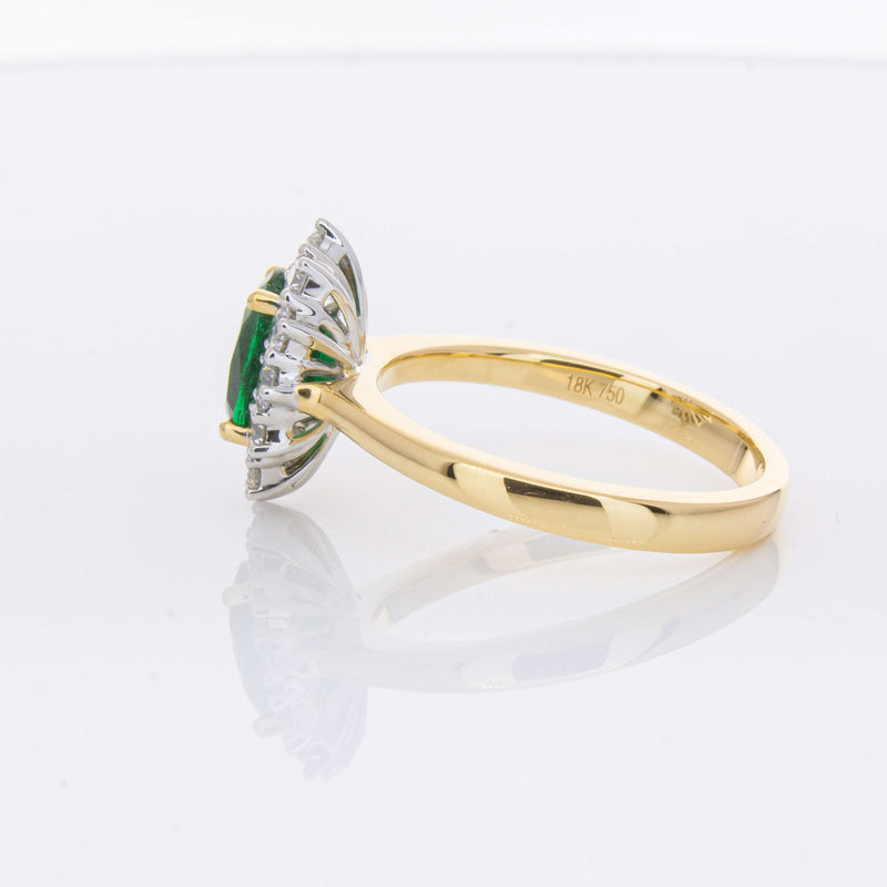 18ct Yellow Gold 1.40ct Emerald & Diamond Belle Ring-Ring-Walker & Hall