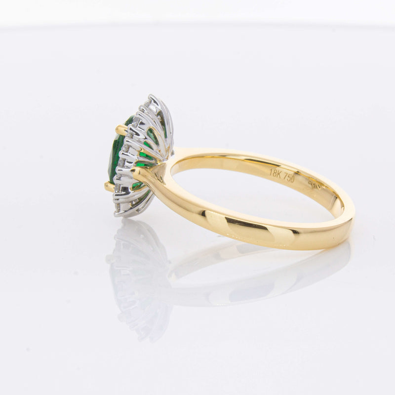 18ct Yellow Gold 1.40ct Emerald & Diamond Belle Ring-Ring-Walker & Hall