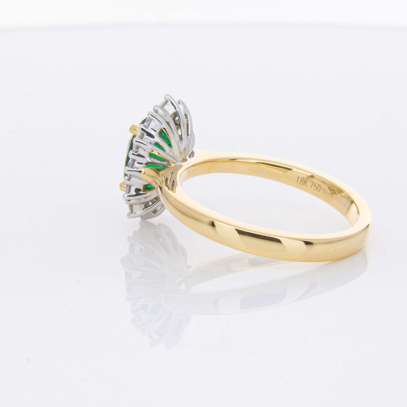 18ct Yellow Gold 1.40ct Emerald & Diamond Belle Ring-Ring-Walker & Hall