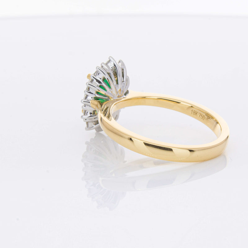 18ct Yellow Gold 1.40ct Emerald & Diamond Belle Ring-Ring-Walker & Hall
