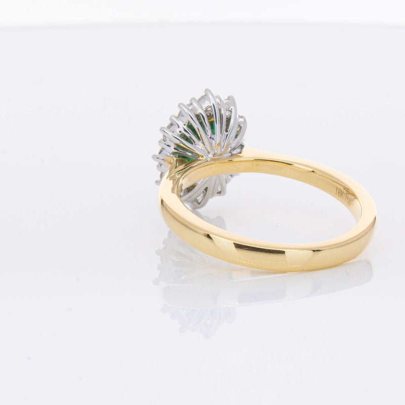 18ct Yellow Gold 1.40ct Emerald & Diamond Belle Ring-Ring-Walker & Hall