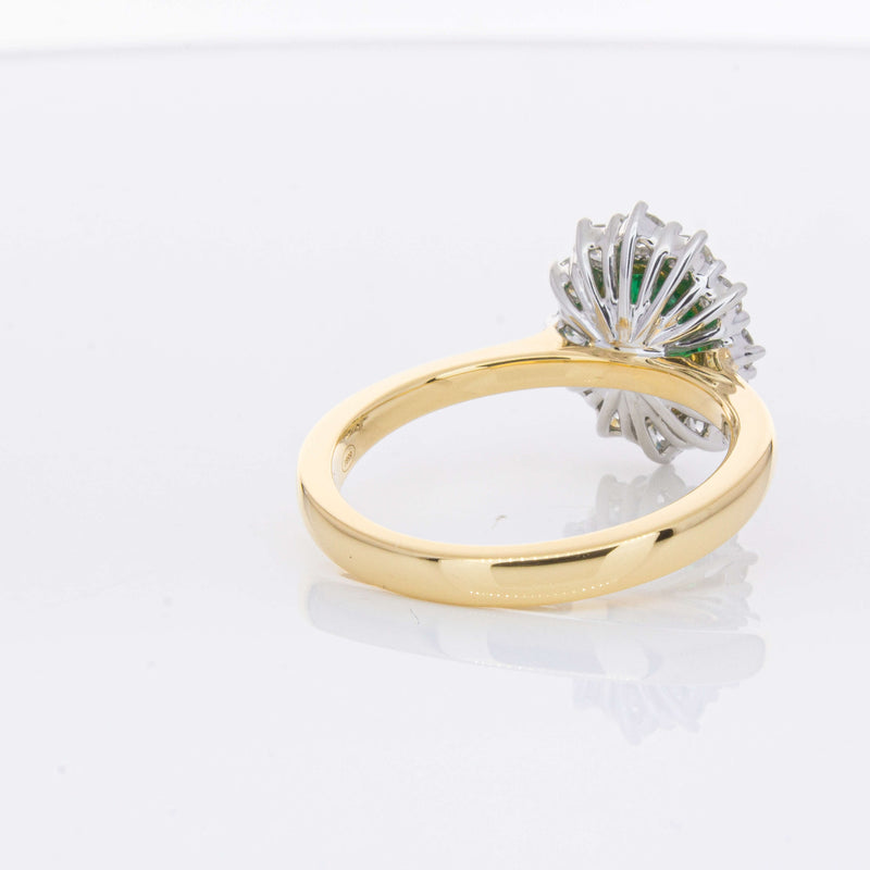 18ct Yellow Gold 1.40ct Emerald & Diamond Belle Ring-Ring-Walker & Hall