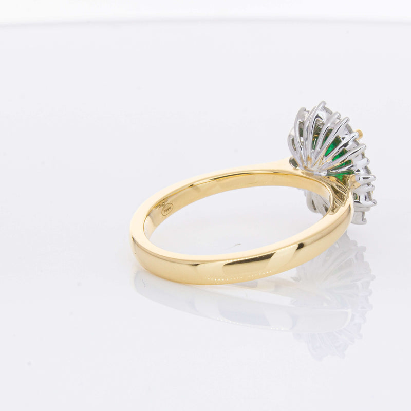 18ct Yellow Gold 1.40ct Emerald & Diamond Belle Ring-Ring-Walker & Hall