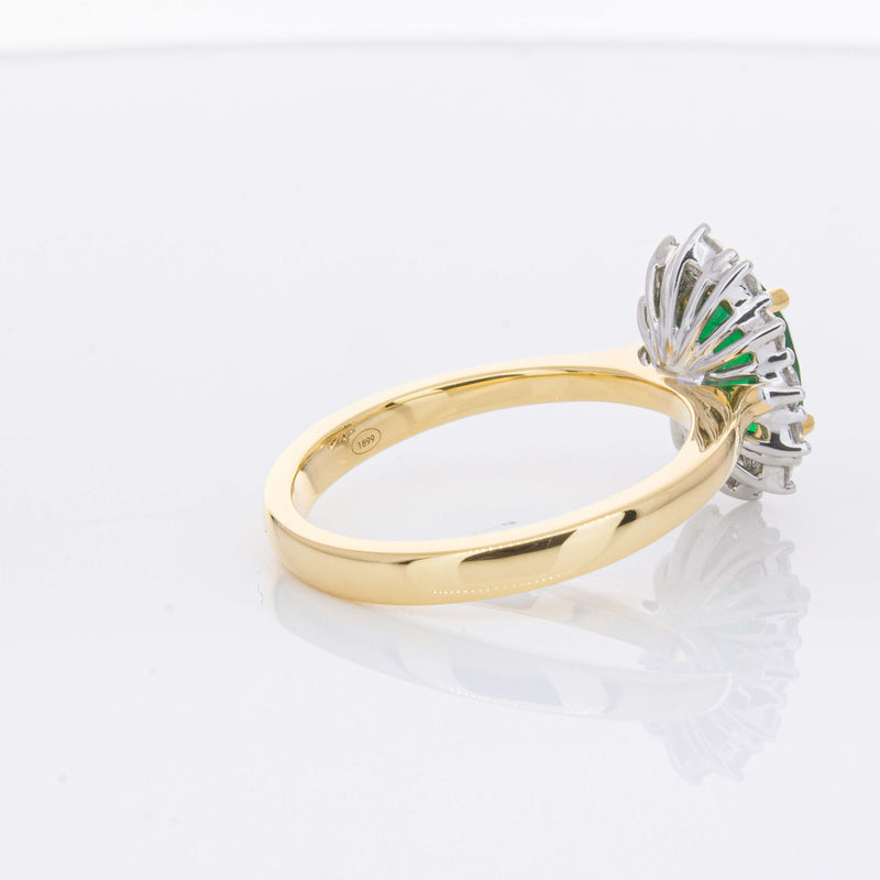 18ct Yellow Gold 1.40ct Emerald & Diamond Belle Ring-Ring-Walker & Hall
