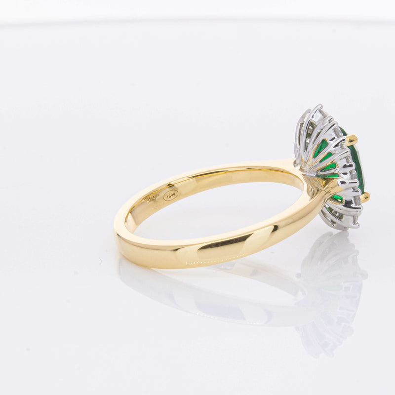 18ct Yellow Gold 1.40ct Emerald & Diamond Belle Ring-Ring-Walker & Hall