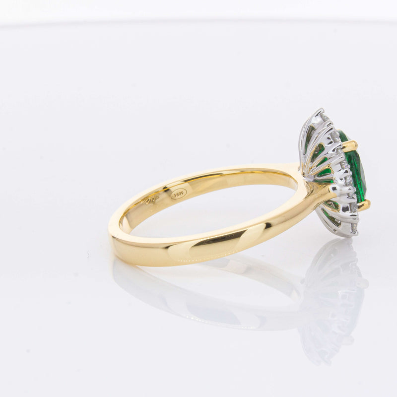 18ct Yellow Gold 1.40ct Emerald & Diamond Belle Ring-Ring-Walker & Hall