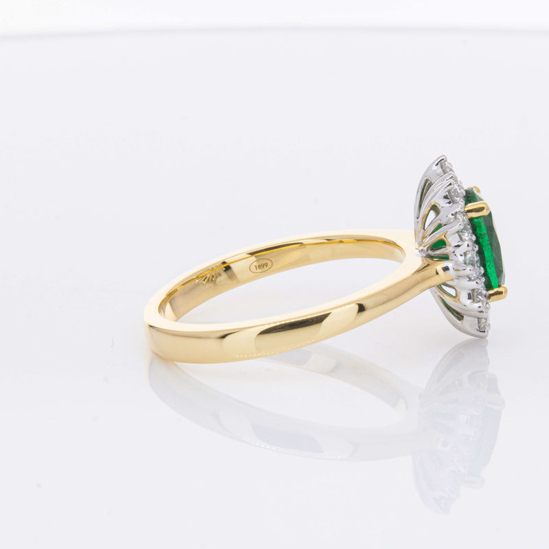 18ct Yellow Gold 1.40ct Emerald & Diamond Belle Ring-Ring-Walker & Hall