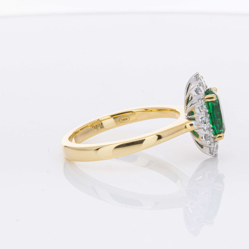 18ct Yellow Gold 1.40ct Emerald & Diamond Belle Ring-Ring-Walker & Hall
