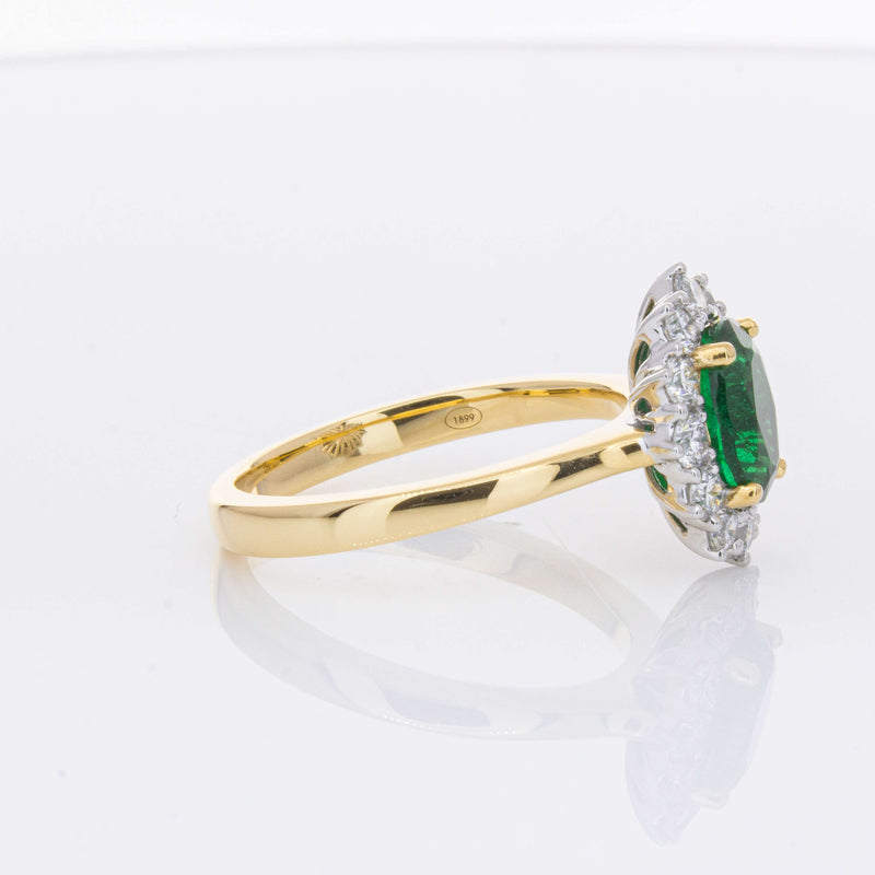 18ct Yellow Gold 1.40ct Emerald & Diamond Belle Ring-Ring-Walker & Hall
