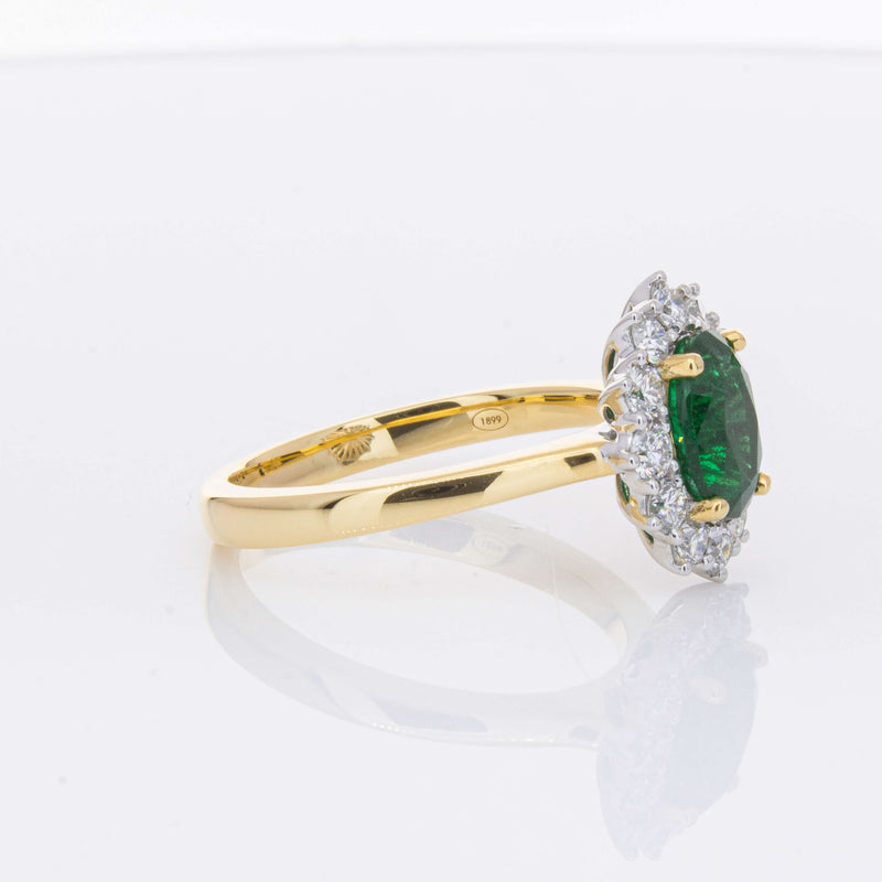 18ct Yellow Gold 1.40ct Emerald & Diamond Belle Ring-Ring-Walker & Hall