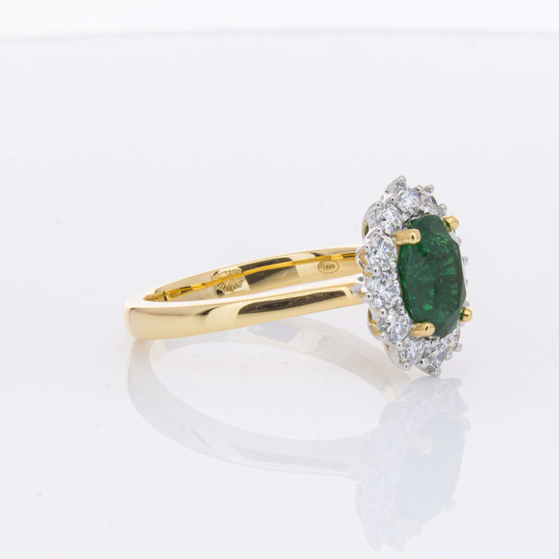 18ct Yellow Gold 1.40ct Emerald & Diamond Belle Ring-Ring-Walker & Hall