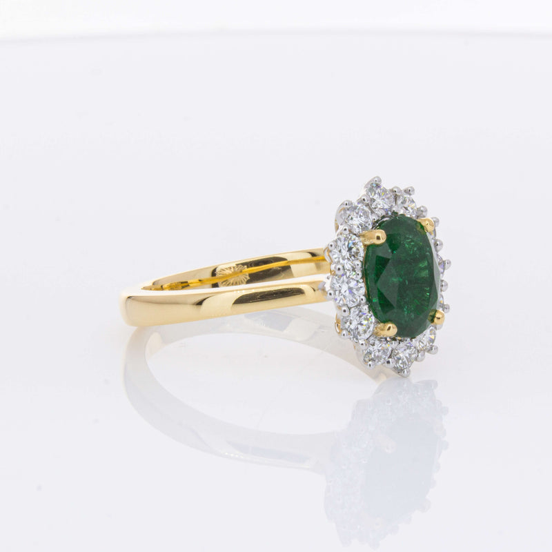 18ct Yellow Gold 1.40ct Emerald & Diamond Belle Ring-Ring-Walker & Hall