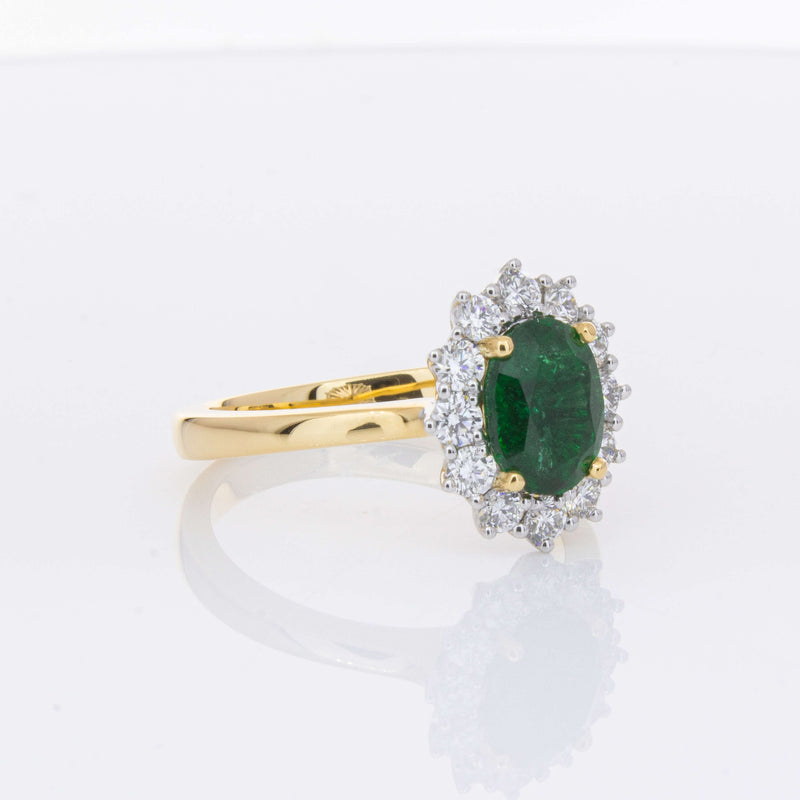 18ct Yellow Gold 1.40ct Emerald & Diamond Belle Ring-Ring-Walker & Hall