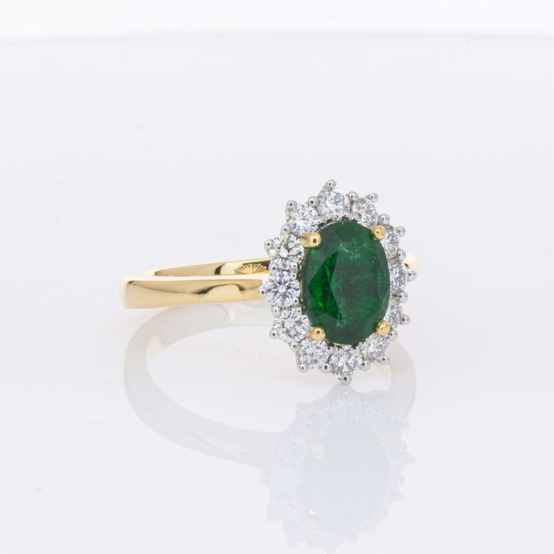 18ct Yellow Gold 1.40ct Emerald & Diamond Belle Ring-Ring-Walker & Hall