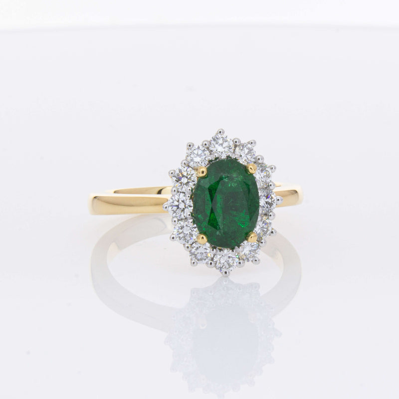 18ct Yellow Gold 1.40ct Emerald & Diamond Belle Ring-Ring-Walker & Hall