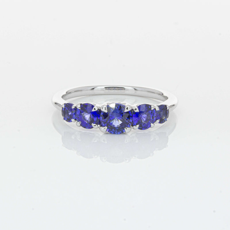 18ct White Gold Five Stone Sapphire Octavia Ring-Ring-Walker & Hall