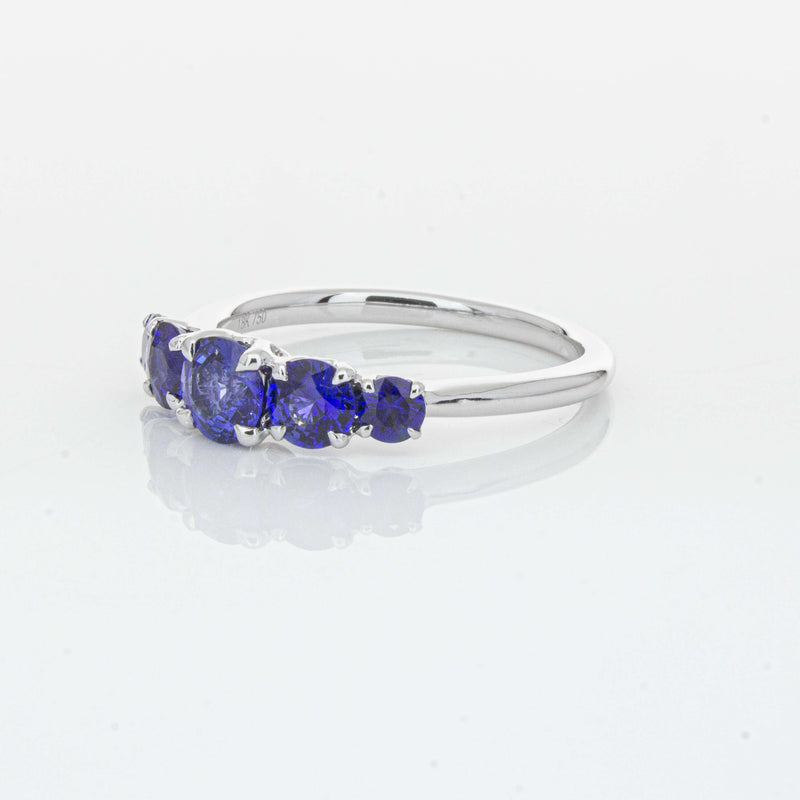 18ct White Gold Five Stone Sapphire Octavia Ring-Ring-Walker & Hall