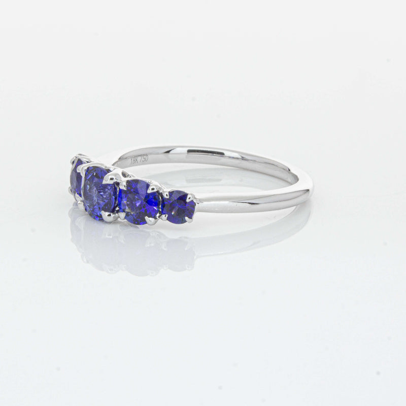 18ct White Gold Five Stone Sapphire Octavia Ring-Ring-Walker & Hall