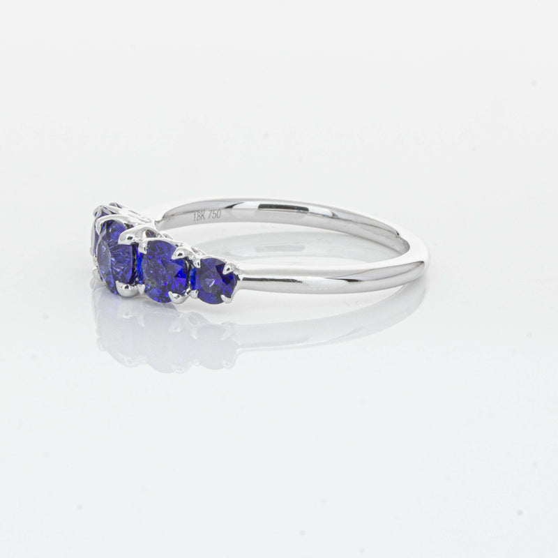 18ct White Gold Five Stone Sapphire Octavia Ring-Ring-Walker & Hall