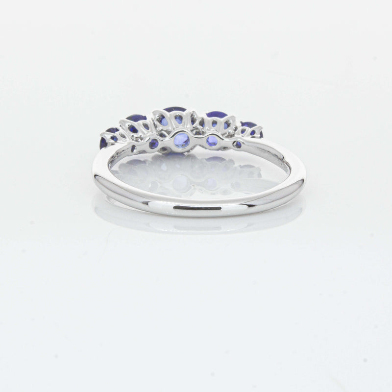 18ct White Gold Five Stone Sapphire Octavia Ring-Ring-Walker & Hall