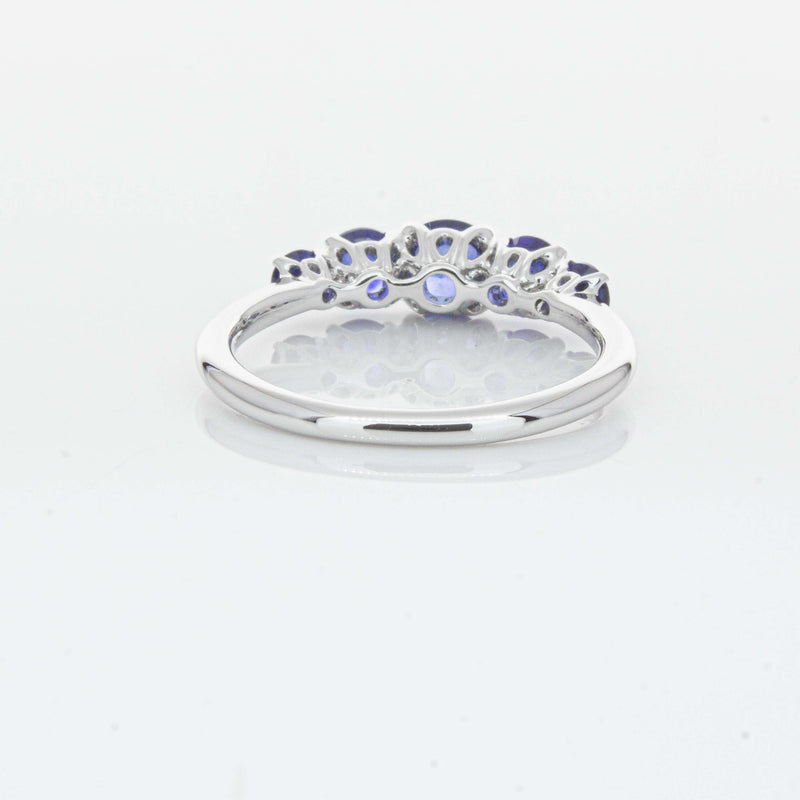 18ct White Gold Five Stone Sapphire Octavia Ring-Ring-Walker & Hall