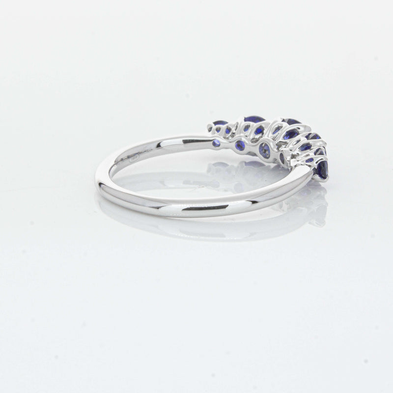18ct White Gold Five Stone Sapphire Octavia Ring-Ring-Walker & Hall