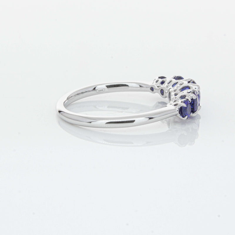 18ct White Gold Five Stone Sapphire Octavia Ring-Ring-Walker & Hall