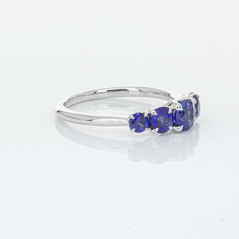 18ct White Gold Five Stone Sapphire Octavia Ring-Ring-Walker & Hall