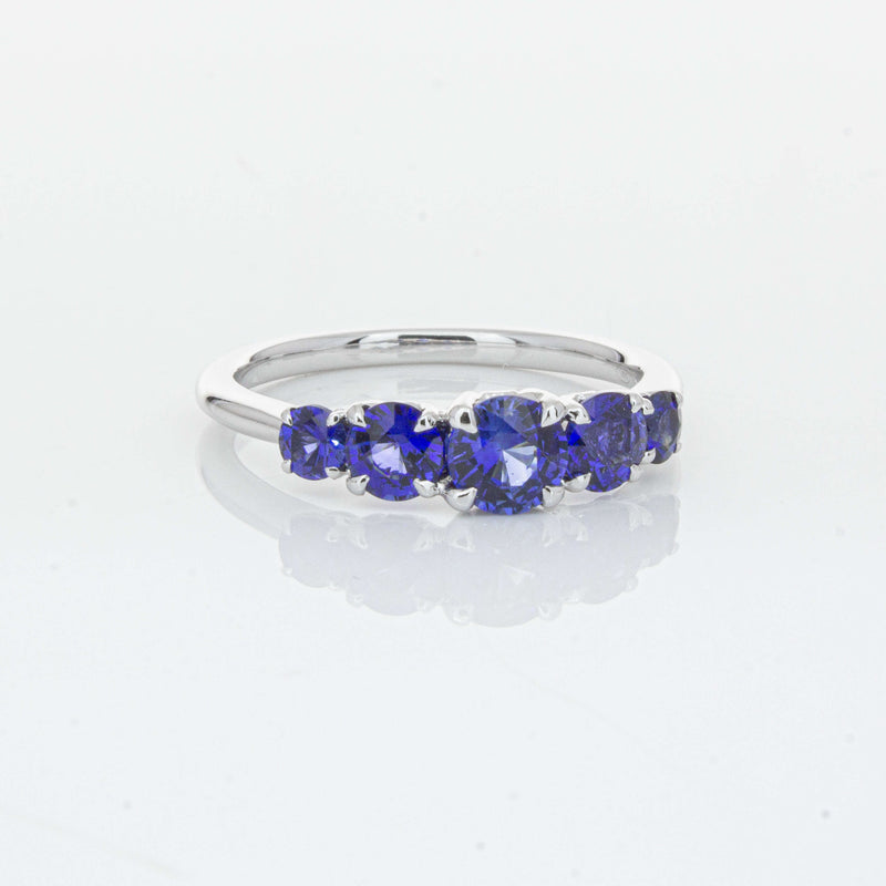 18ct White Gold Five Stone Sapphire Octavia Ring-Ring-Walker & Hall