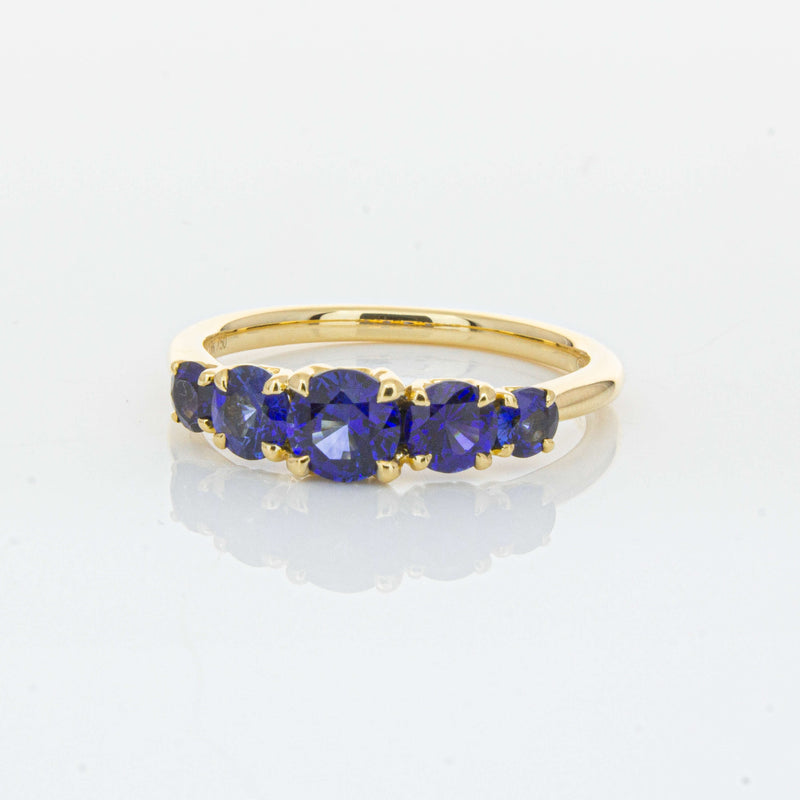 18ct Yellow Gold Five Stone Sapphire Octavia Ring-Ring-Walker & Hall