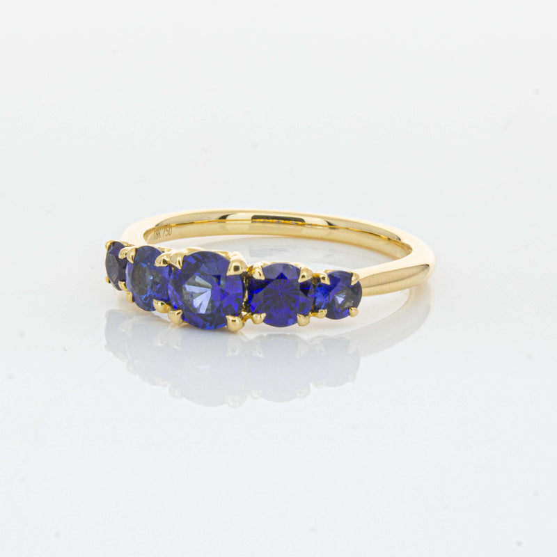 18ct Yellow Gold Five Stone Sapphire Octavia Ring-Ring-Walker & Hall