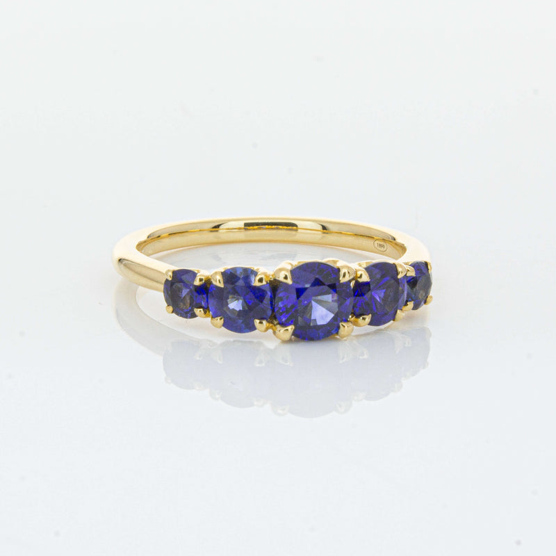 18ct Yellow Gold Five Stone Sapphire Octavia Ring-Ring-Walker & Hall
