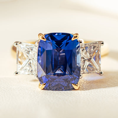 18ct Yellow Gold 8.03ct Sapphire & Diamond Ring - Ring - Walker & Hall