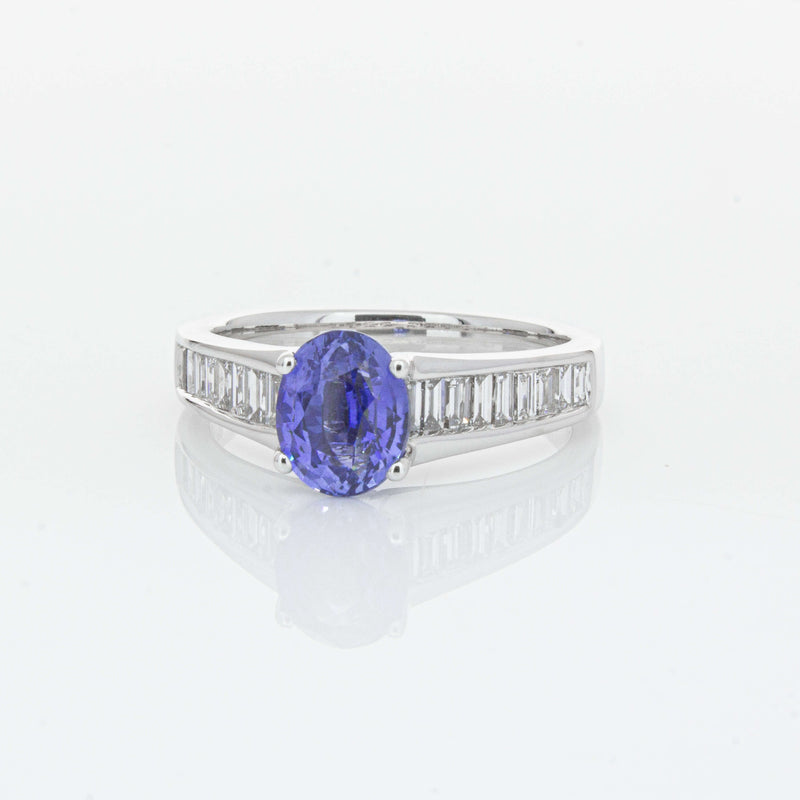 18ct White Gold 1.69ct Sapphire & Diamond Ring-Ring-Walker & Hall
