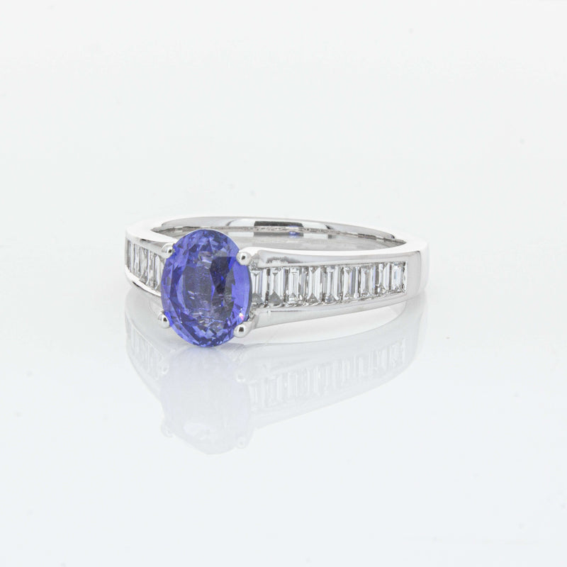 18ct White Gold 1.69ct Sapphire & Diamond Ring-Ring-Walker & Hall