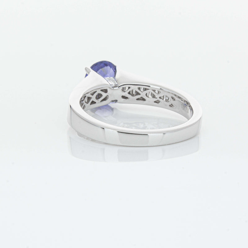 18ct White Gold 1.69ct Sapphire & Diamond Ring-Ring-Walker & Hall