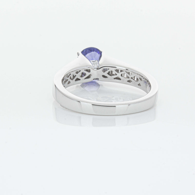 18ct White Gold 1.69ct Sapphire & Diamond Ring-Ring-Walker & Hall